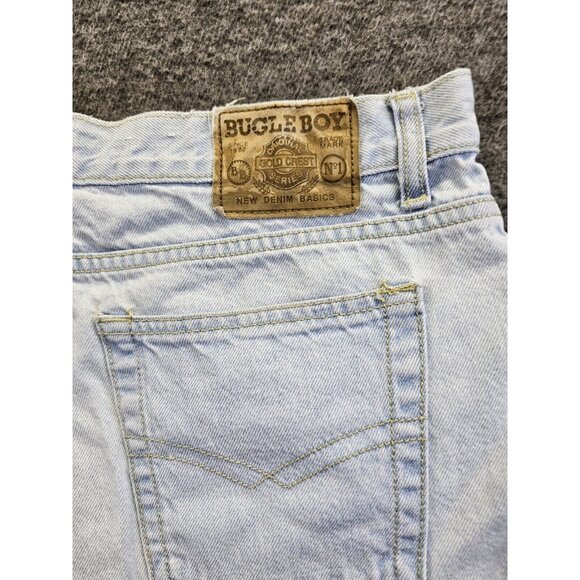 VINTAGE Bugle Boy Shorts Mens 34 Blue Light Wash Denim Dad Jorts - Picture 6 of 9